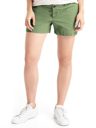 Gap Women Maternity Inset Panel Twill Summer Shorts Size 0 - Jungle green | Gap US