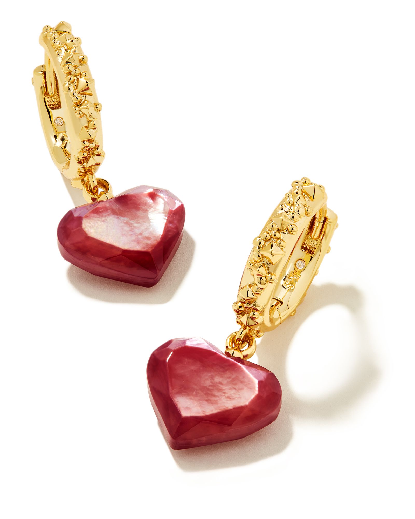 Penny Gold Heart Huggie Earrings in Mulberry Mother-of-Pearl | Kendra Scott | Kendra Scott