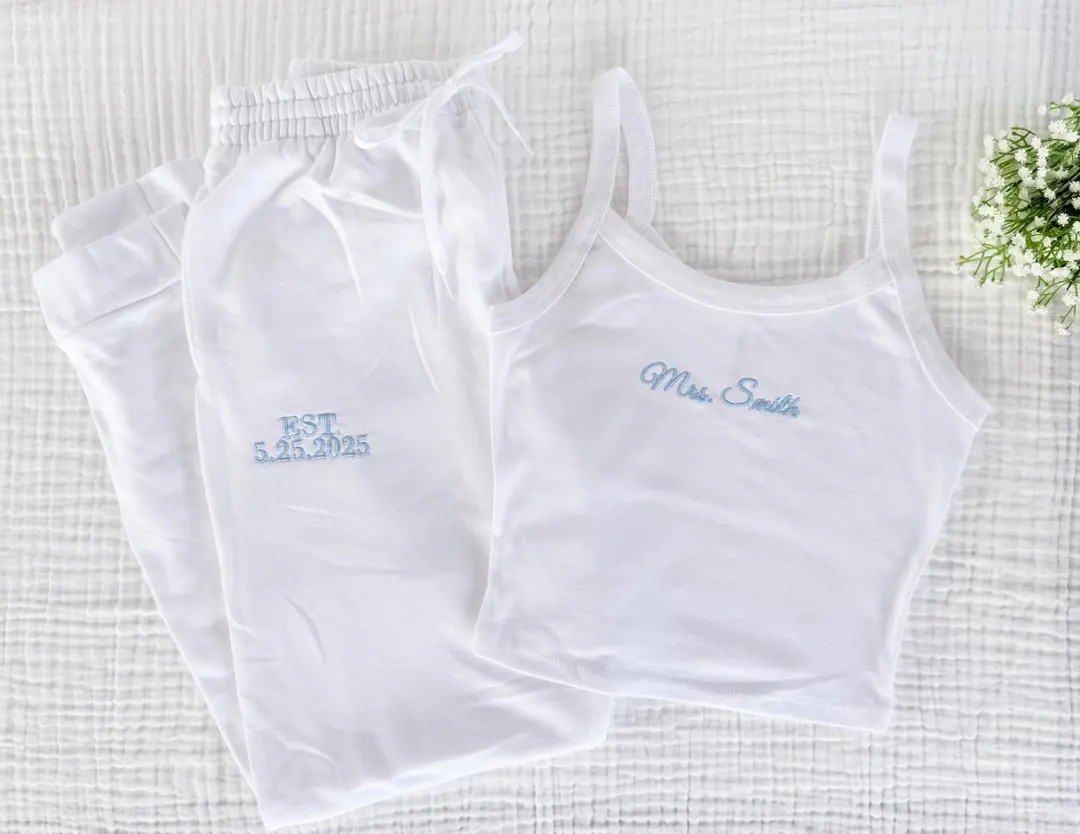 Mrs. Pajama Set, Mrs Tank & Joggers, Bridal Pjs, Bride Pajamas, Mrs. Set, Bridal Shower Outfit, E... | Etsy (US)