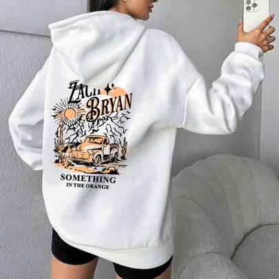 Women's Hooded Sweatshirt, Sports Style, With Western Truck Pattern. Suitable For Gatherings, Sports, Outdoor Leisure And Other Scenarios, This Is The | SHEIN