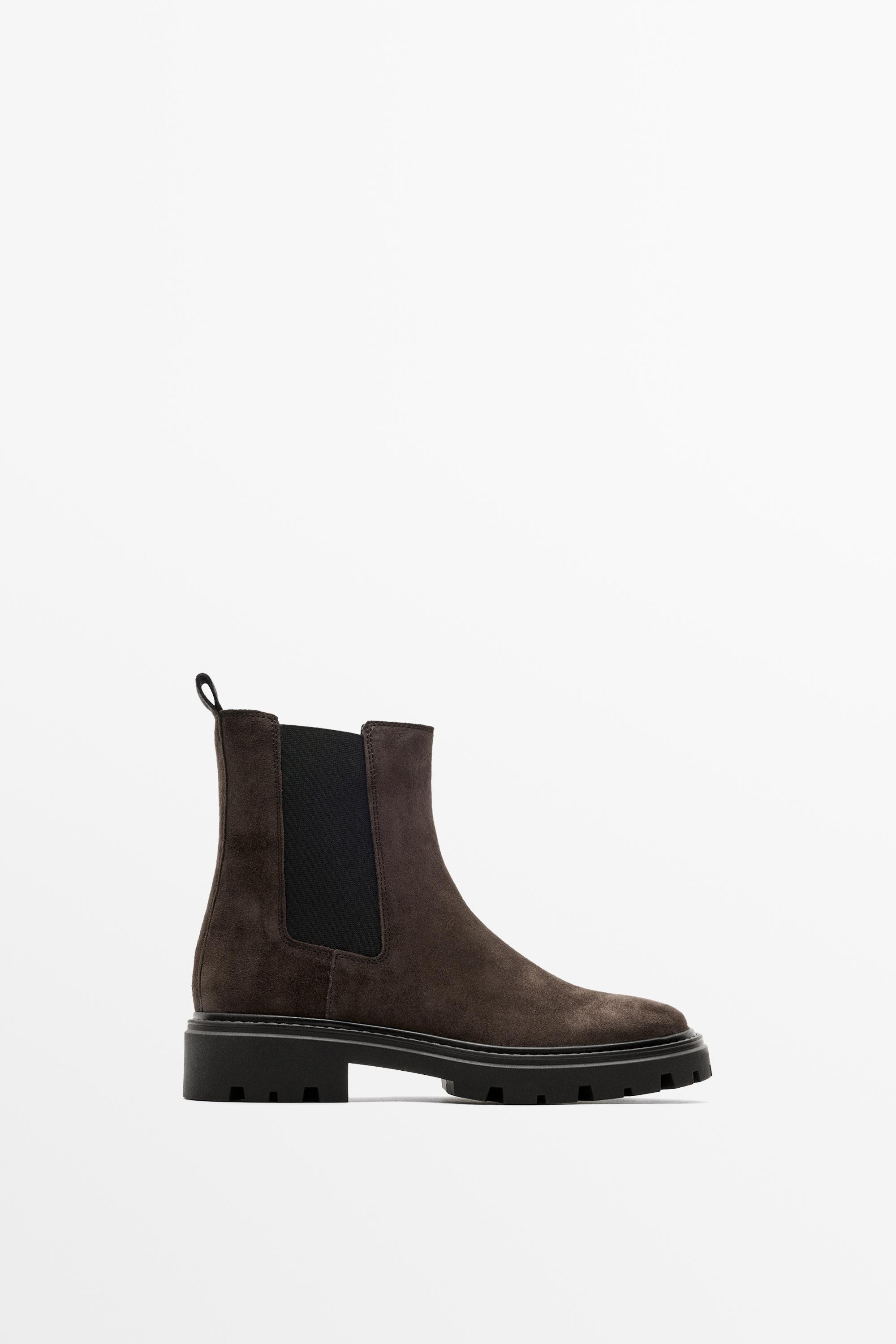 Flat Chelsea boots with track sole - BROWN | Massimo Dutti UK