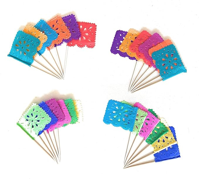 Set of 24 Pcs Multi-Colored Mini Mexican Paper Papel Picado Tissue Banner Flags Banderita s Fiest... | Amazon (US)