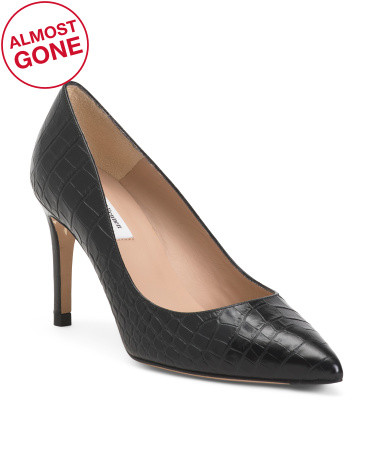 Made In Spain Leather Floret Pointy Toe Court Pumps | TJ Maxx
