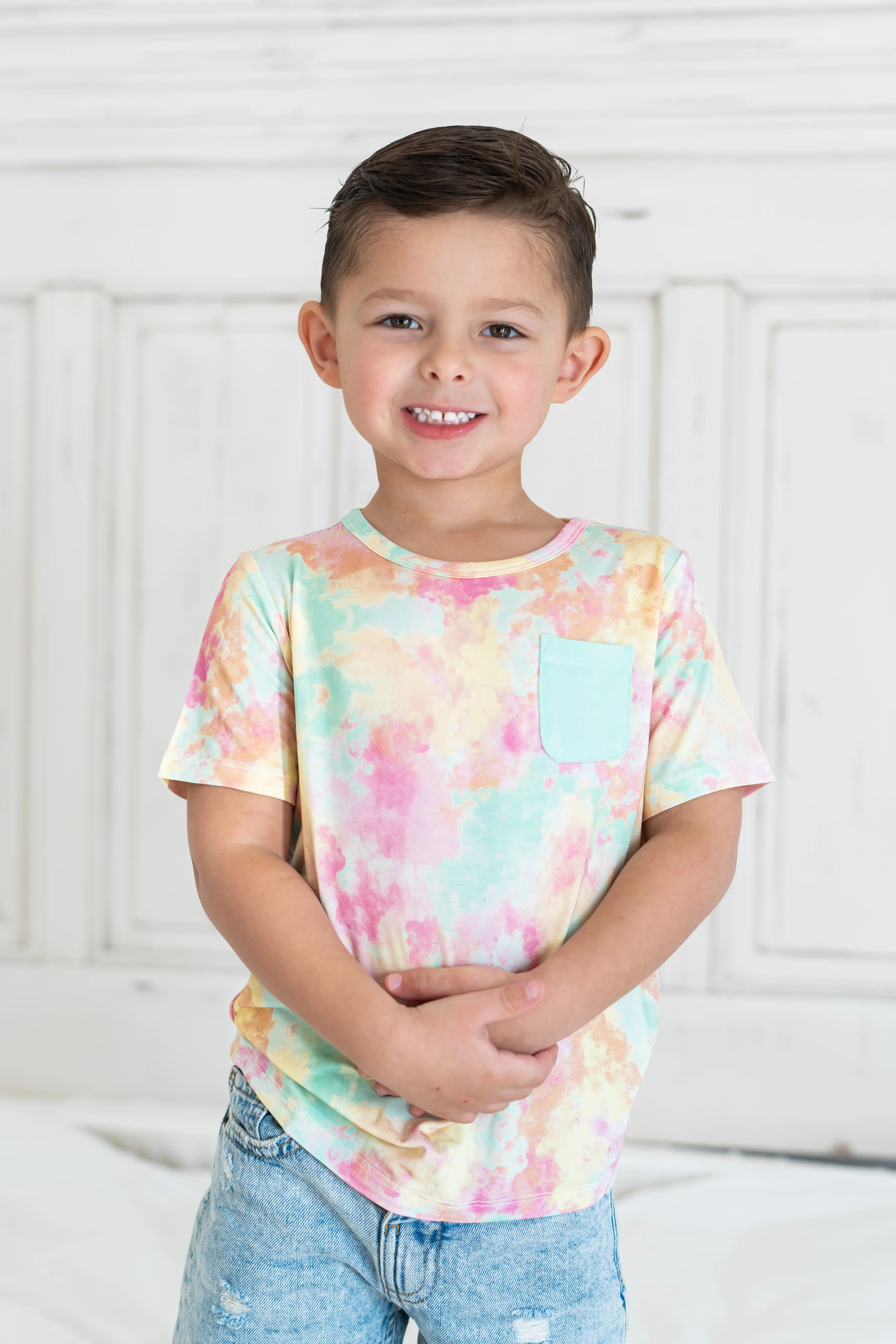 RAINBOW CLOUDS DREAM POCKET TEE | Dream Big Little Co.