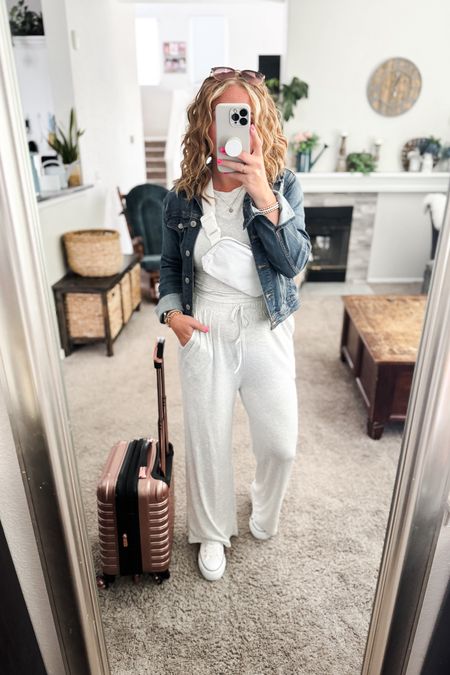 Comfy summer travel outfit with this 2 piece loungewear set. Fits TTS, a little long for me, I’m 5’3, but most amazon pants are! I’m wearing platform high top sneakers which helps a bit.  Super soft material! Could easily wear this into the Fall 

#LTKStyleTip #LTKTravel #LTKFindsUnder50