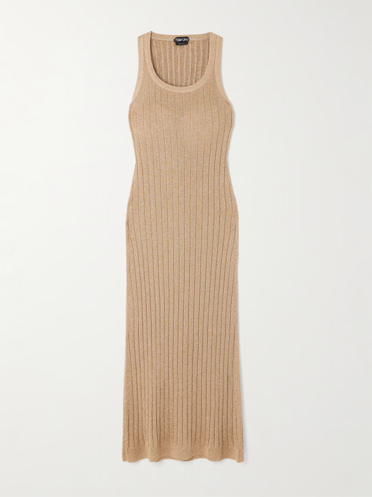 TOM FORD - Metallic Ribbed-knit Midi Dress - Neutrals | NET-A-PORTER (US)