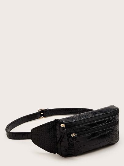 Croc Embossed Zip Front Fanny Pack | SHEIN