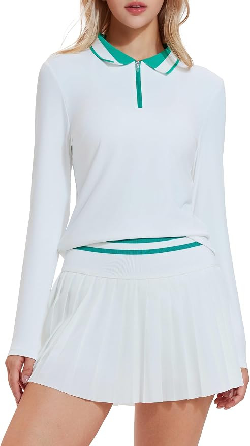Tennis Skirt Sets for Women Zipper Color Block High Waisted Golf Polo Two Piece Skirt Set Women 2... | Amazon (US)