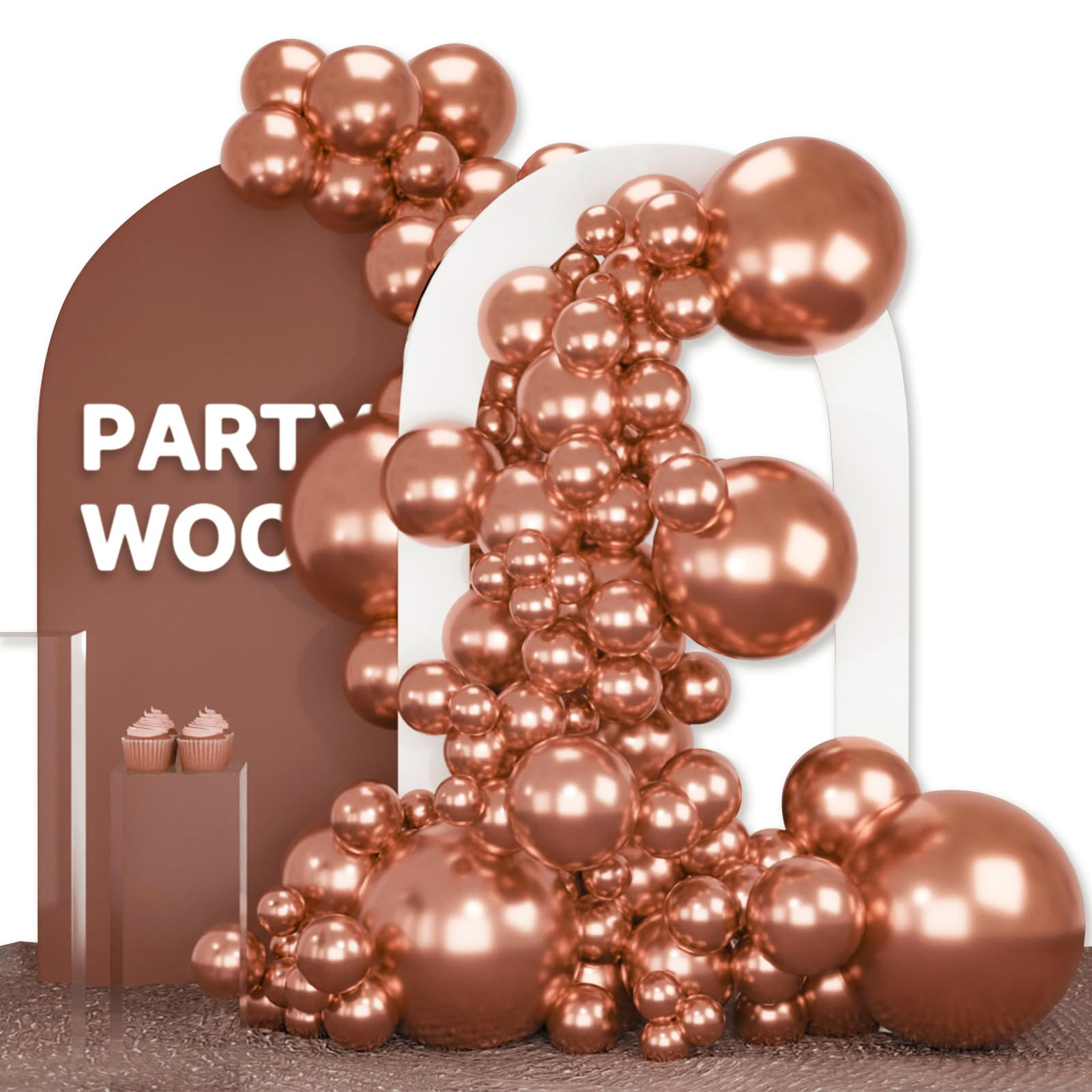 PartyWoo Rose Gold Balloons 140 pcs Different Sizes of 18 12 10 5 Inch Gold Balloon Arch Kit Garl... | Amazon (US)