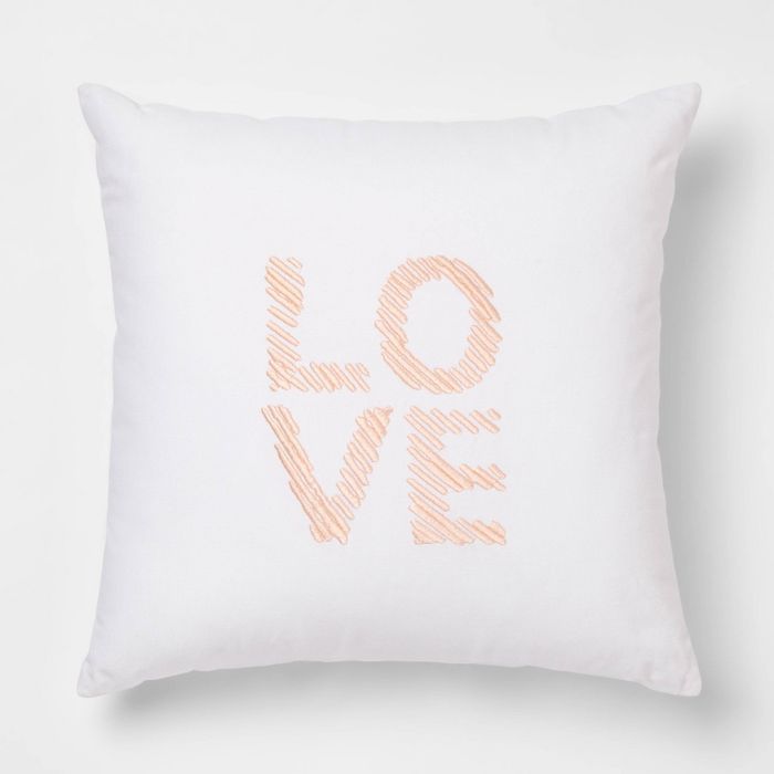 "Love" Square Throw Pillow White/Pink - Room Essentials™ | Target