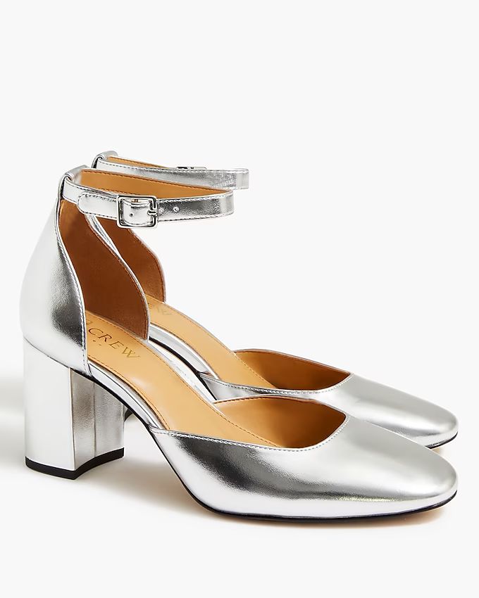 Metallic block heels with ankle strap | J.Crew Factory
