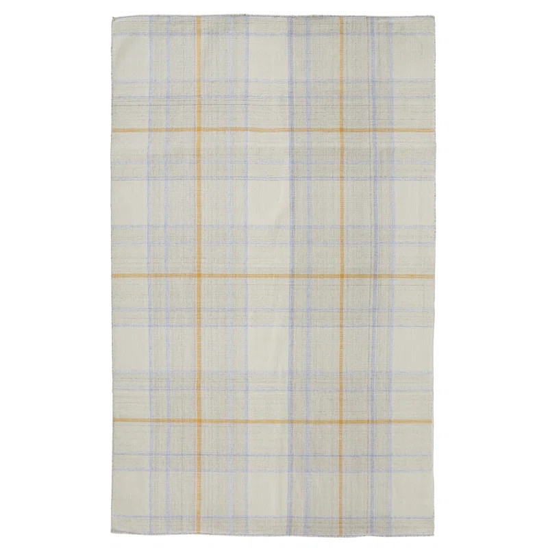 Johan Plaid Handmade Flatweave Beige/Blue/Mustard Area Rug | Wayfair North America
