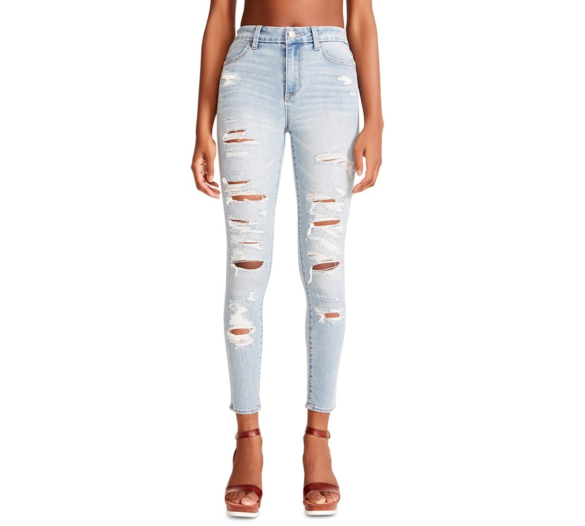 Madden Girl Juniors' Distressed High-Rise Skinny Jeans | Macys (US)