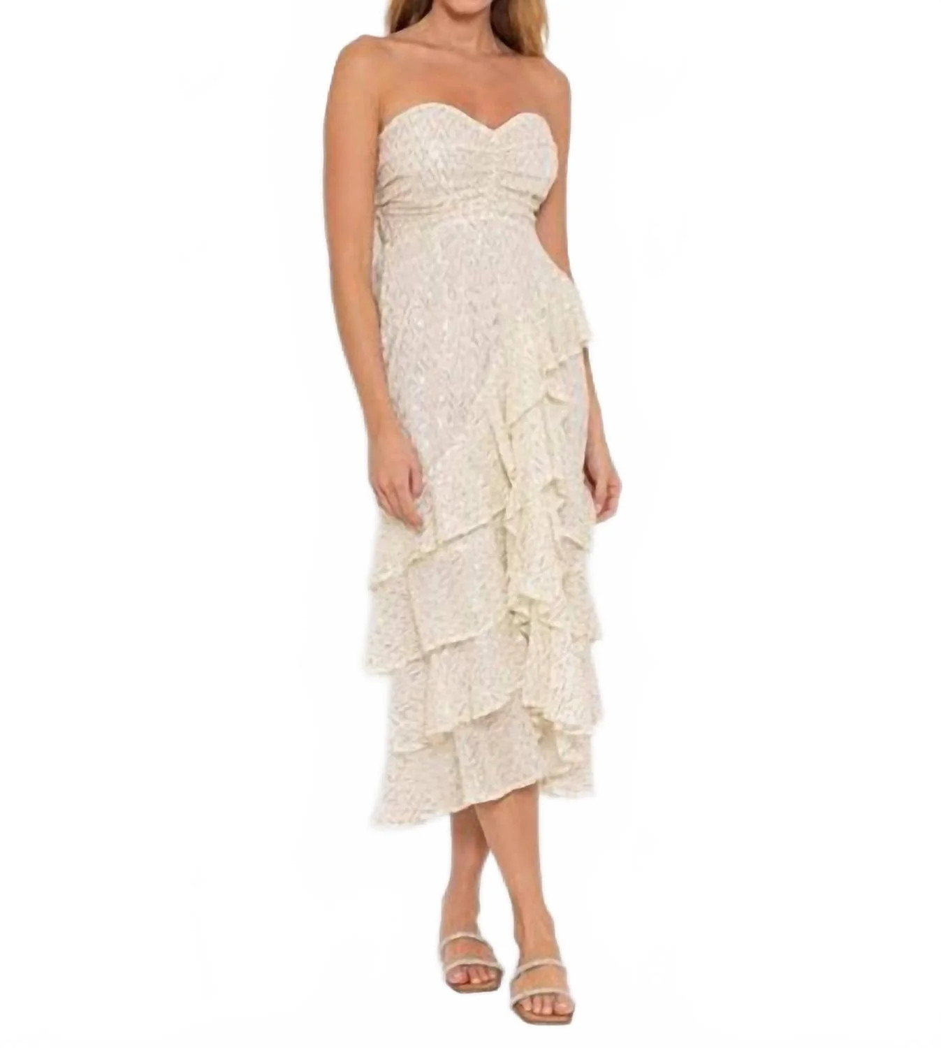 Flavie Dress In White/gold Sequins | Shop Simon