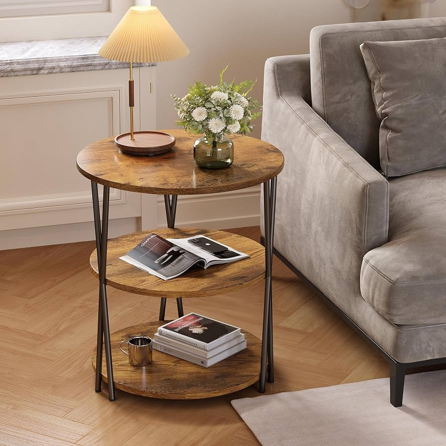 23 Inch Round Side Table 3-Tier End Table Living Room Small Patio Table Nightstands Round Coffee ... | Amazon (US)