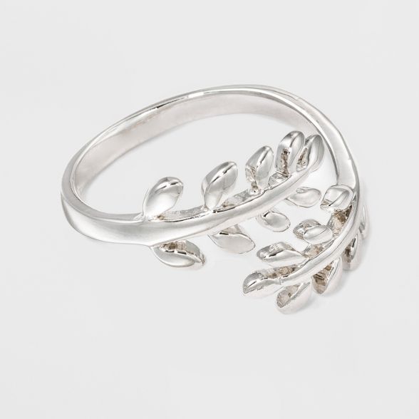 Silver Plated Leaf Bypass Ring - A New Day™ Silver | Target