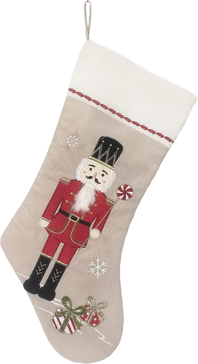 MON AMI Nutcracker Linen Christmas Stocking 21”, Perfect for monogramming, Christmas Décor, X ... | Amazon (US)
