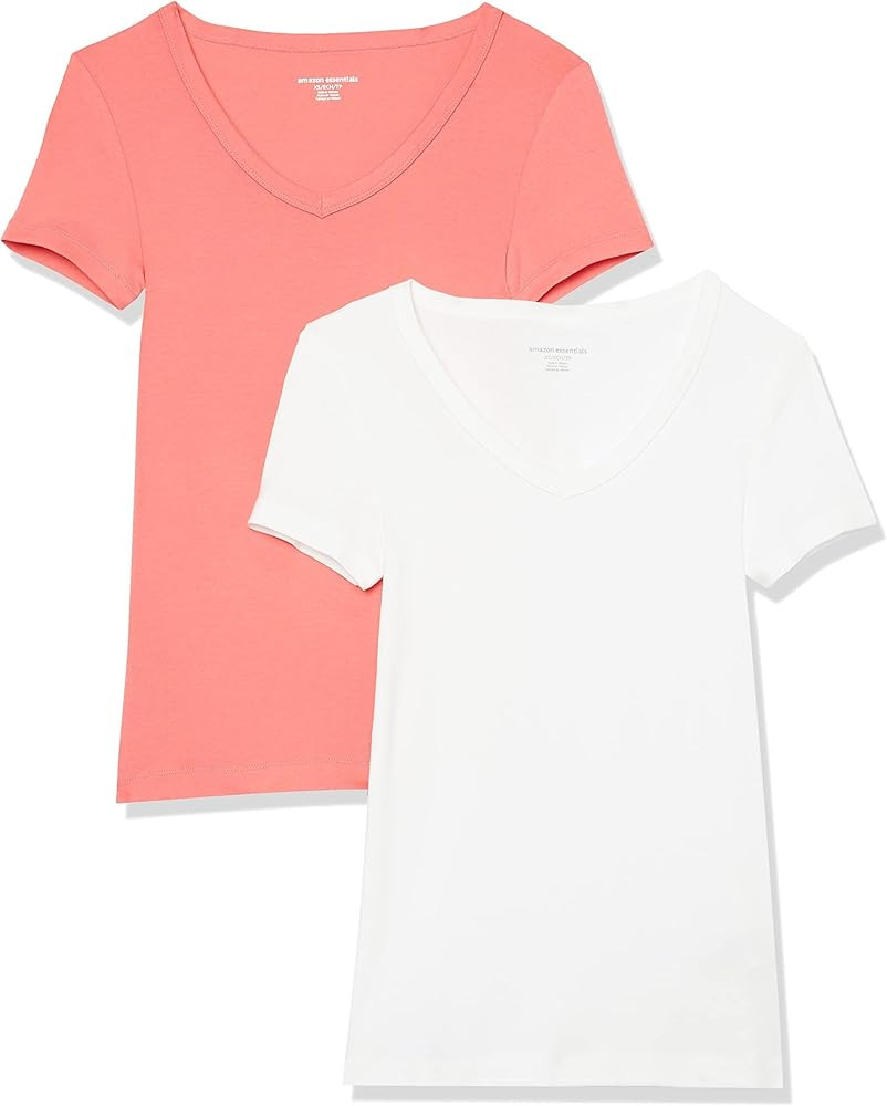 Amazon Essentials Women's Slim-Fit Short-Sleeve V-Neck T-Shirt | Amazon (US)