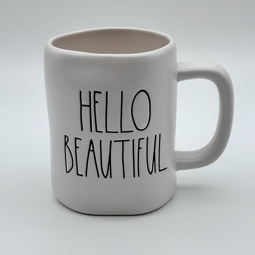 Rae Dunn HELLO BEAUTIFUL Mug Coffee cup - ceramic - 3.5in D x 5in H - 16 oz | Amazon (US)