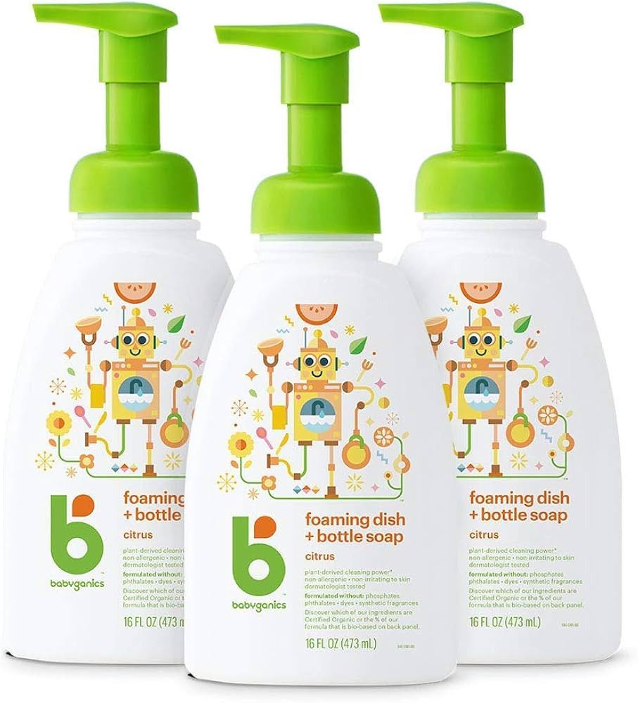 Babyganics Foaming Dish & Bottle Soap, Pump Bottle, Citrus, Plant-Derived Cleaning Power, Removes... | Amazon (US)