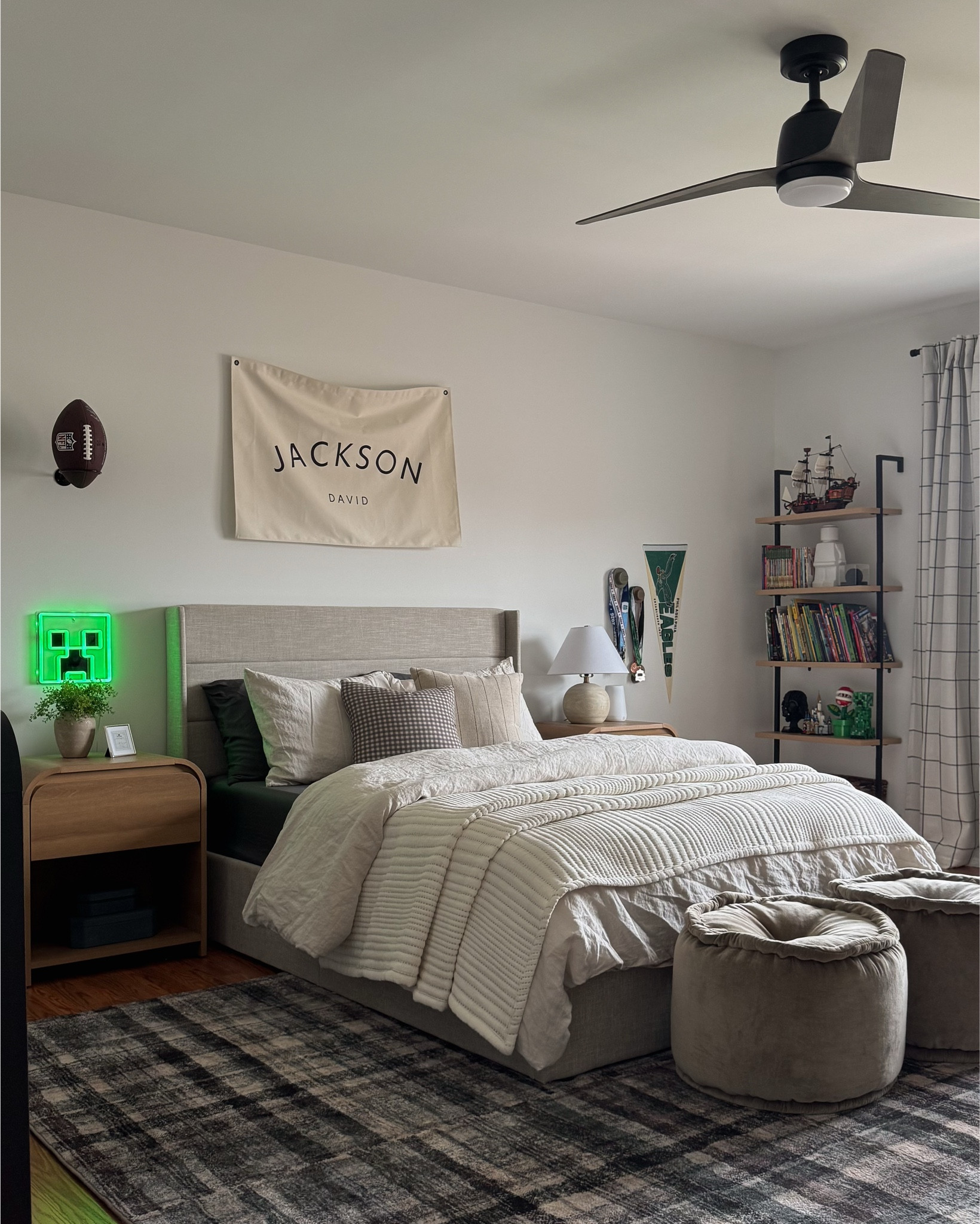 Boy bedroom, teen bedroom, toddler bedroom, kids bedroom rug, kids bed frame, lift up storage bed, kids bedding, charging nightstand, Amazon curtains, Minecraft bedroom, kids dresser, ladder shelf

#LTKHome #LTKKids