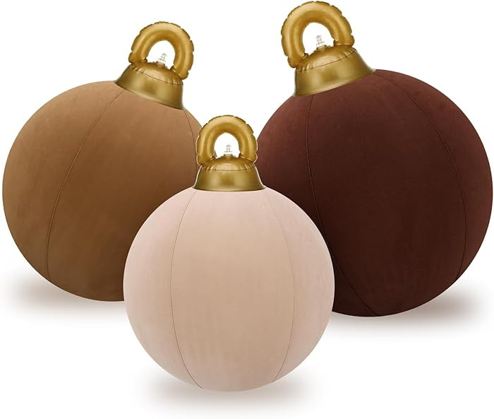 Jenaai 3 Pcs Giant Velvet Christmas Inflatable Ball Ornament Large PVC Christmas Inflatable Balls... | Amazon (US)