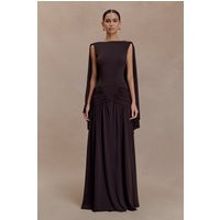 Emory Jersey Cape Maxi Dress - Chocolate I MESHKI I Size S | MESHKI US