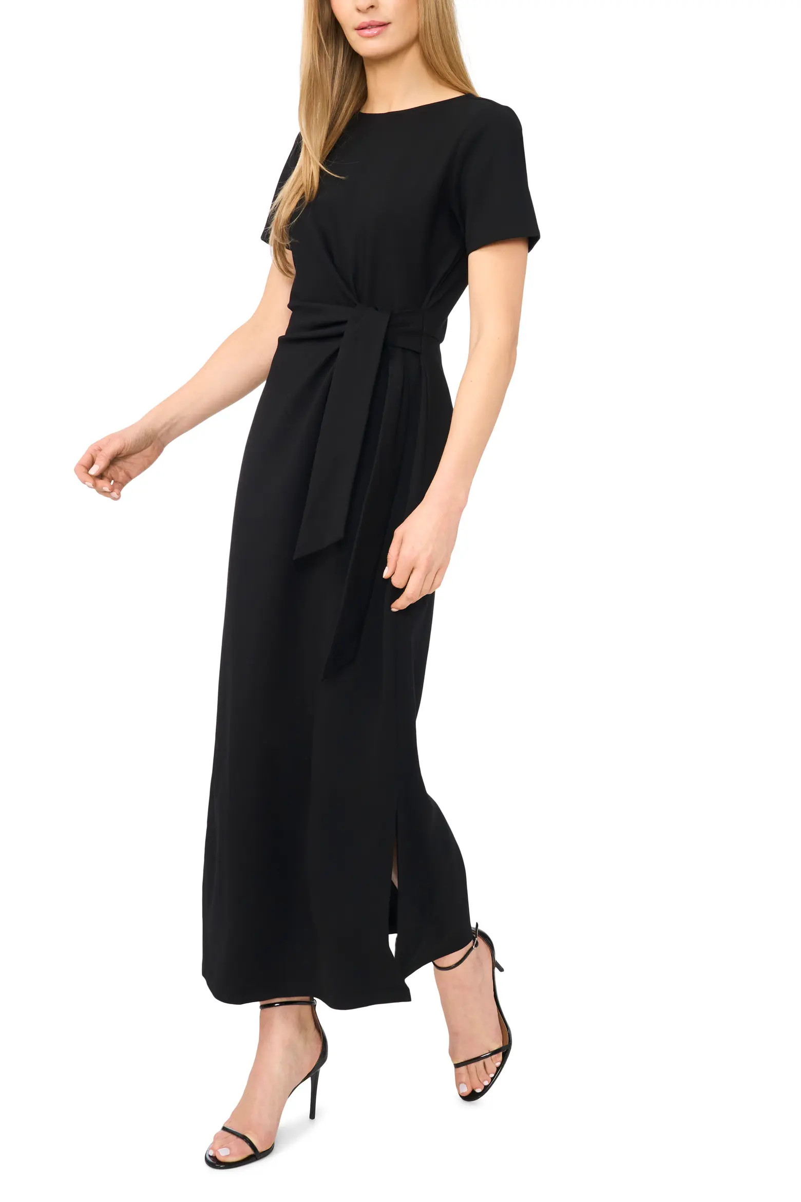 Tie Front Short Sleeve Midi Dress (Women) | Nordstrom | Nordstrom