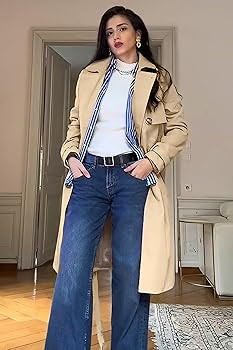 Orolay Women's 3/4 Length Double Breasted Trench Coat Lapel Jacket with Belt | Amazon (US)