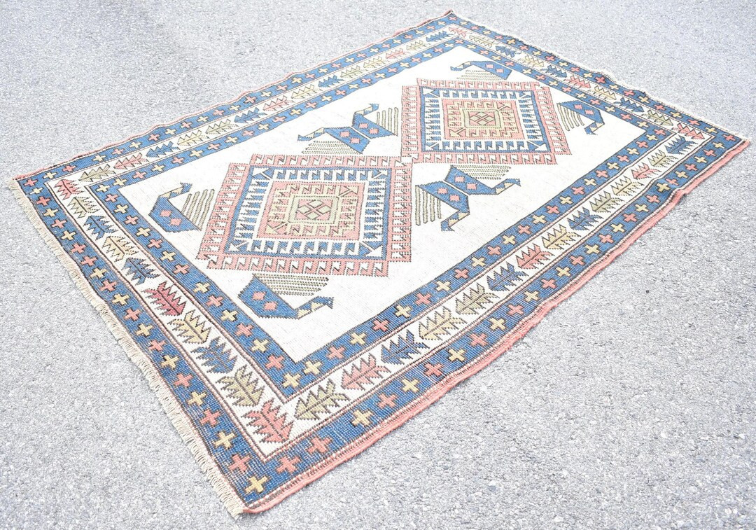 Small Boho Rug, Turkish Vintage Rug, Prayer Rug, Handmade Wool Rug, Doormat Rug, Natural Boho Rug... | Etsy (US)