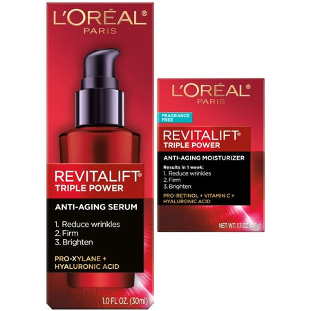L’Oréal Paris Revitalift Triple Power Serum & Moisturizer Bundle – Anti-Aging Wrinkle-Reducing Face Care | Walmart (US)