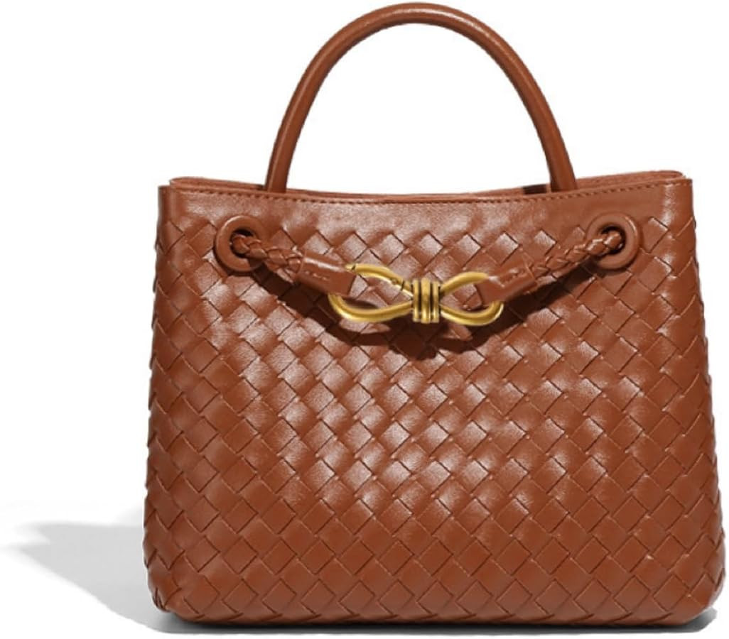 Women's Woven Leather Shoulder Tote Bag - Handwoven Handbag, Crossbody Bag and Wallet Set - Styli... | Amazon (US)