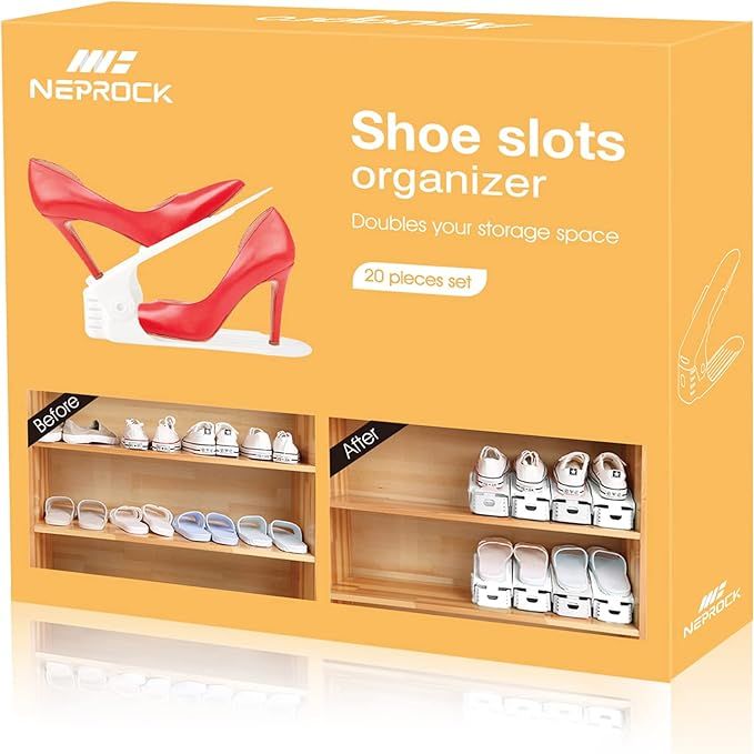 Neprock Shoe Slots Organizer, Adjustable Shoe Rack Stacker Storage Space Saver, Double Deck Shoe ... | Amazon (US)