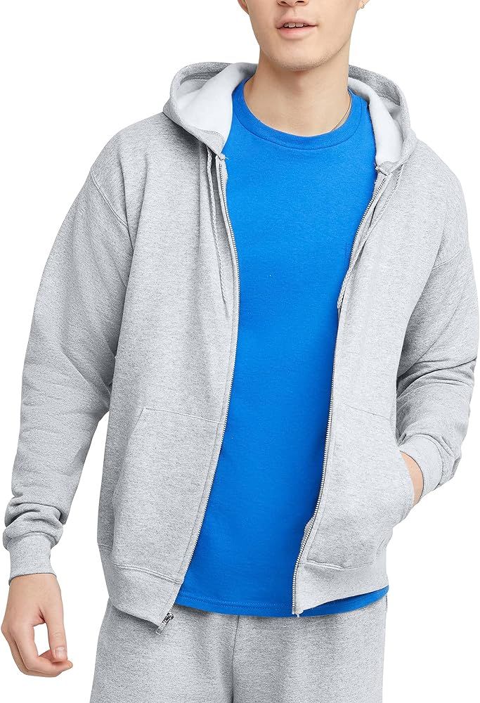 Hanes mens Ecosmart Fleece Full-zip Hoodie, Zip-up Hooded Sweatshirt | Amazon (US)