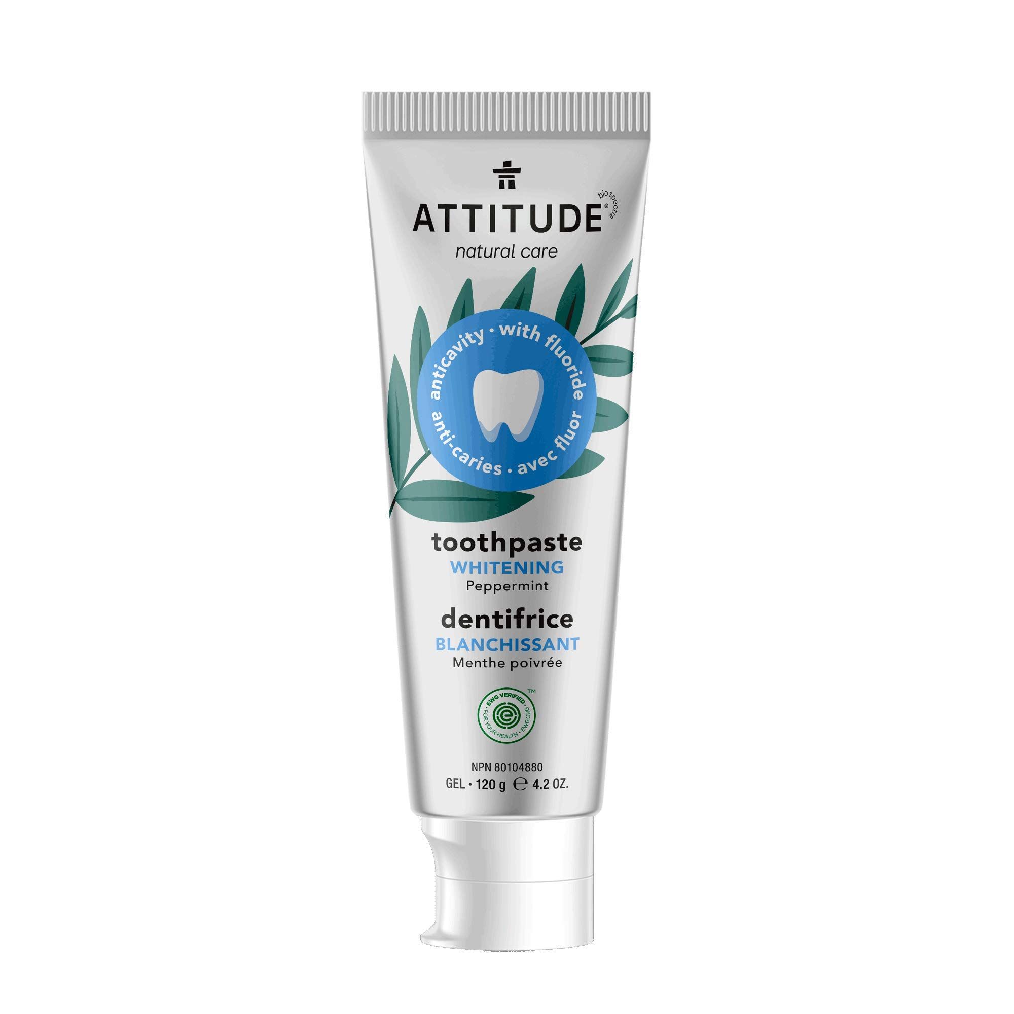 ATTITUDE Natural Whitening Toothpaste with Fluoride, Vegan and Cruelty-Free, Peppermint, 120 gram... | Amazon (CA)