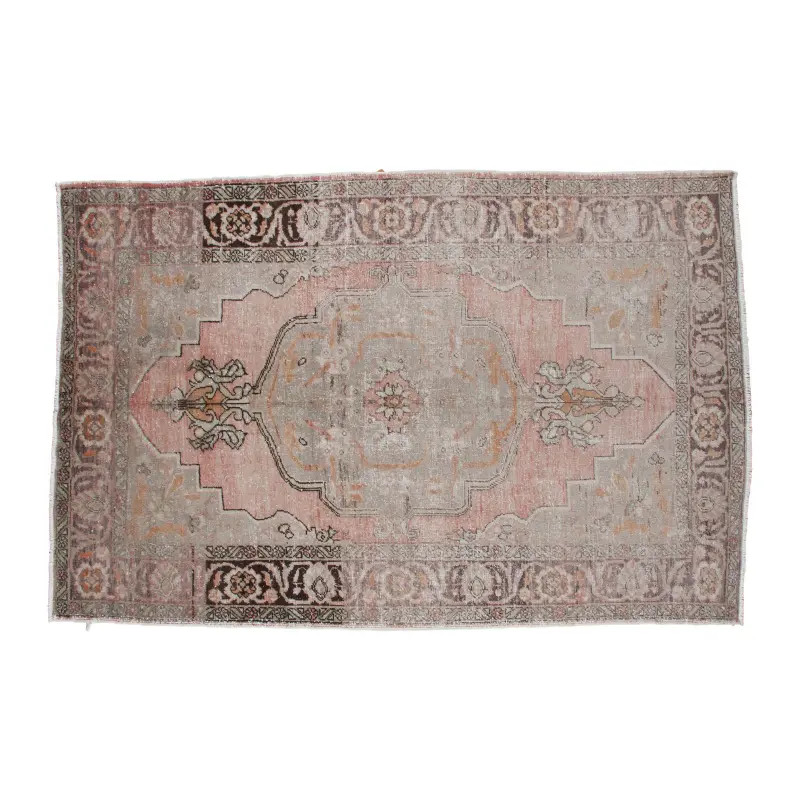 Distressed Oushak Carpet - 6'4" x 9'6" | Chairish