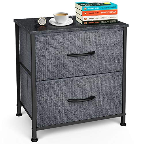 Yesker Dresser for Bedroom Storage Tower with 2 Drawers Fabric Bins Sturdy Metal Frame Wood Top Small Organizer Unit for Guest Room, Closet, Living Room, Hallway, Home Furniture, Office, Dark Gray | Amazon (US)