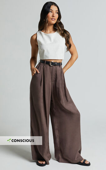 Clarke Pants - High Waist Wide Leg Pants in Slate | Showpo (US, UK & Europe)