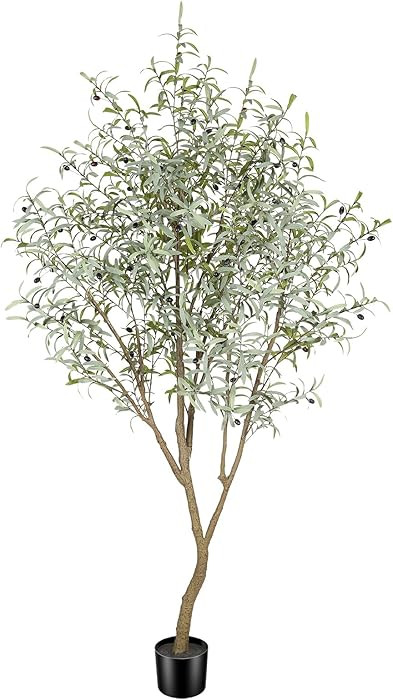 Olive Trees Artificial Indoor, 7FT Tall Faux Olive Tree, Fake Potted Olive Silk Tree with Natural... | Amazon (US)
