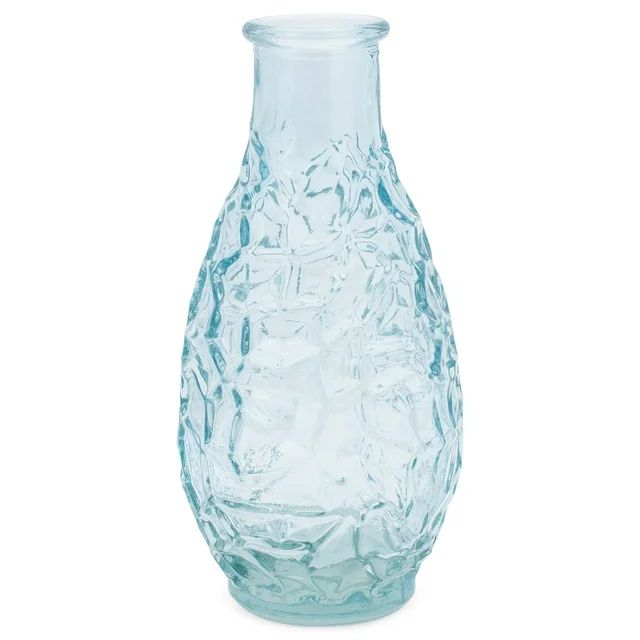 Turquoise Blue Textured 5.5 x 3 Glass Decorative Tabletop Vase | Walmart (US)