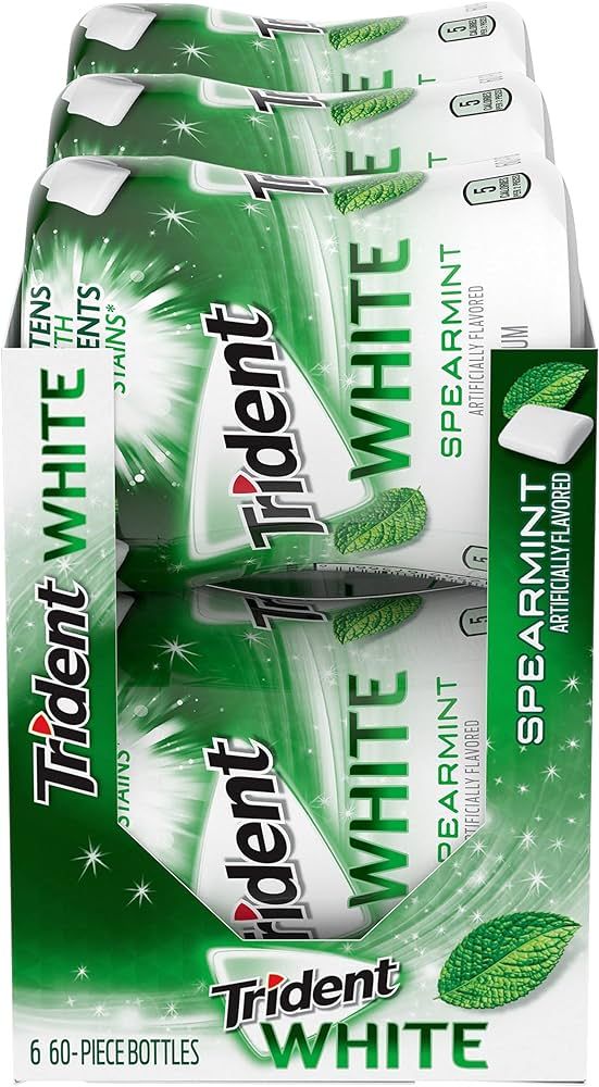 Trident White Spearmint Sugar Free Gum, 6 Bottles of 60 Pieces (360 Total Pieces) | Amazon (US)