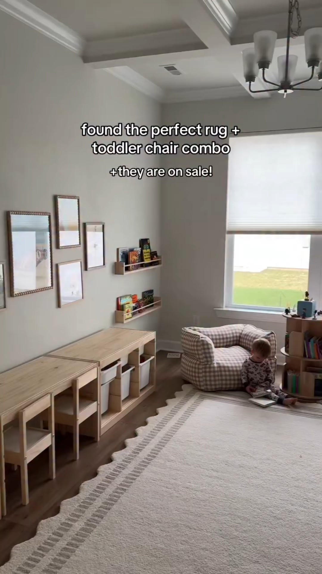 The perfect playroom rug + toddler chairs on sale this week! Comment LINK and I’ll send them to you! 
#toddlermom #toddlers #toddlerplayroom #playroom #playroominspo