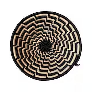 Woven Sisal Basket, Feathered Monochrome Pattern in Natural/Black, Black/Natural / Black | The Home Depot