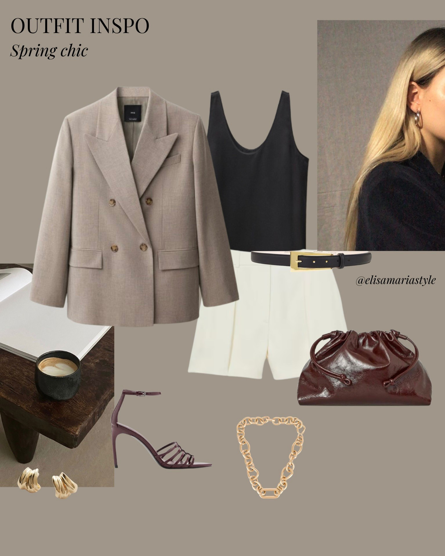 Blazer, shorts, burgundy heels and bag outfit for spring and summer 🍒

#LTKbag #LTKshoes #LTKspring