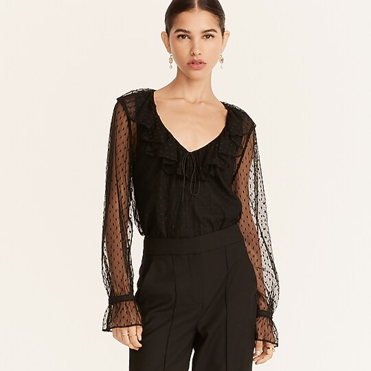 Ruffleneck top in clip dot | J. Crew US