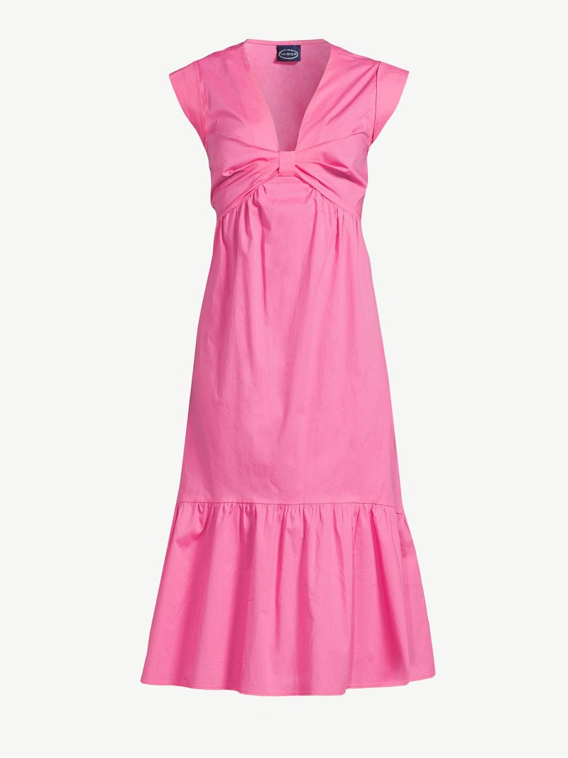 Scoop Women's Knot Front Midi Dress | Walmart (US)