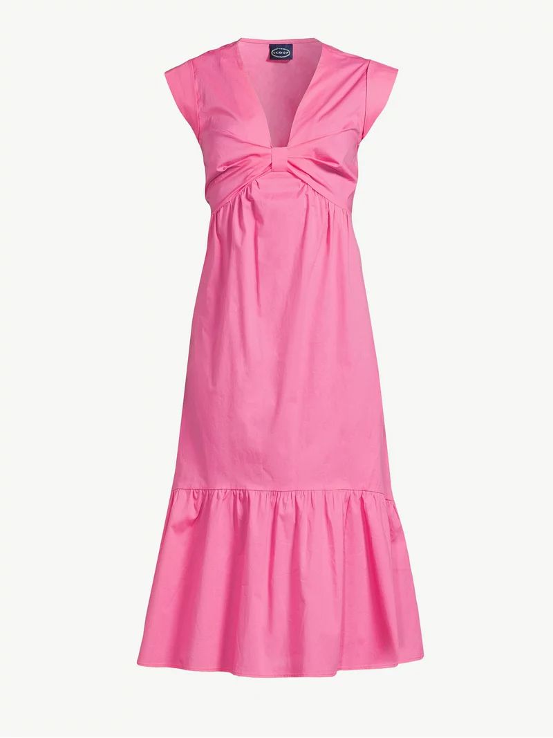 Scoop Women's Knot Front Midi Dress | Walmart (US)
