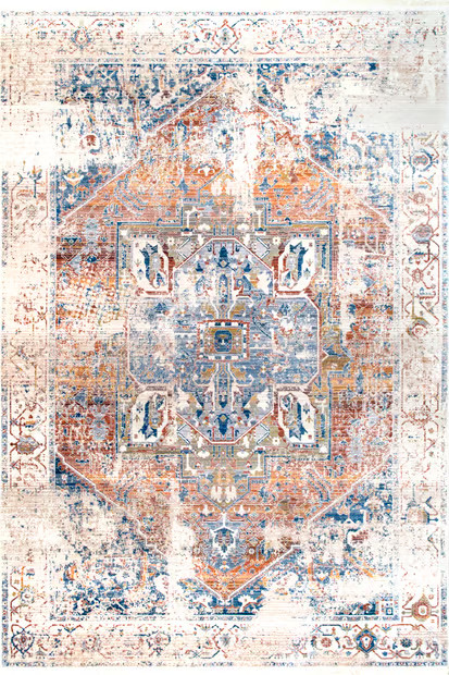 Ivory Fringed Medallion Area Rug | Rugs USA