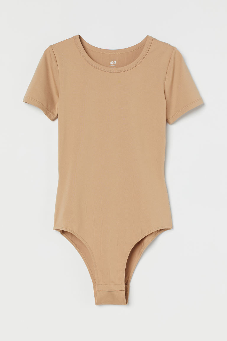 H & M - Sports Bodysuit - Beige | H&M (US + CA)
