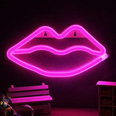 OYE HOYE LED Lip Shaped Neon Night Lights, Neon Sign Operated by Battery/USB Idea for Home Decora... | Amazon (US)